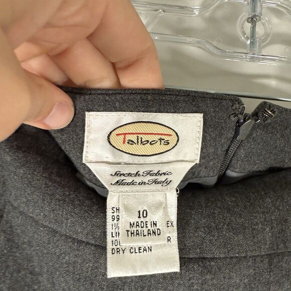 Talbots Wool Blend Skirt Women's 10 Grey Pockets Lined Zip Back Knee Length - Picture 6 of 9